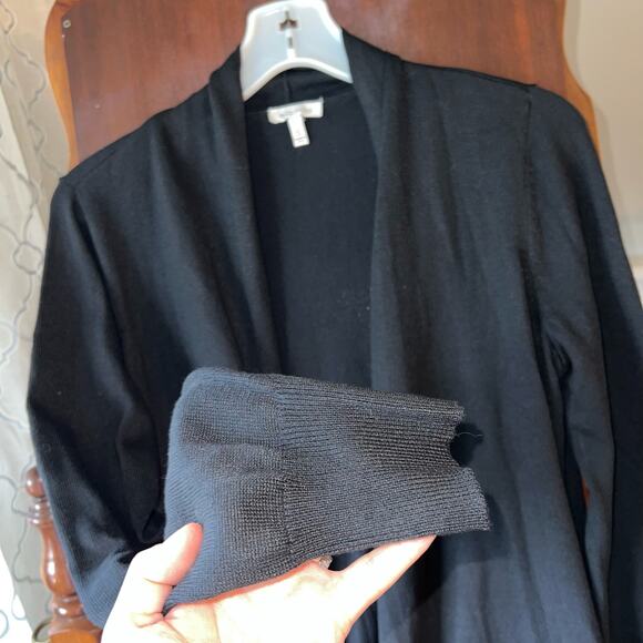 EUC Ella Moss Knit Cardigan Sweater Black Womens Sz Small Long Open Front - Picture 5 of 9